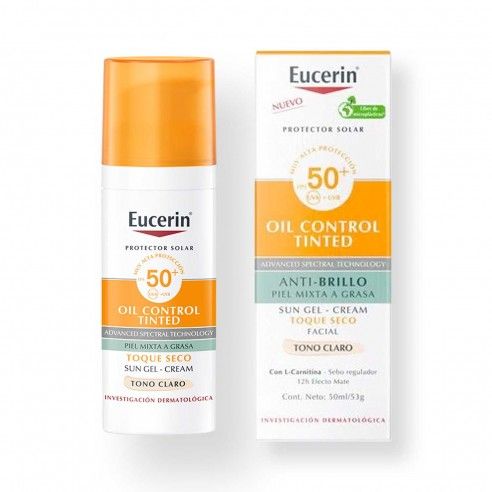 eucerin protector solar toque seco oil control color fps  tono claro  ml